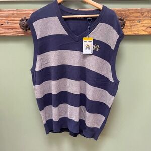 Vintage Gold Notre Dame Fighting Irish Striped V-Neck Sweater Vest Mens XXL NEW